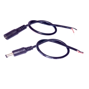 <strong>DC</strong> <strong>Power</strong> <strong>Cable</strong> 5.5/2.1mm Male to Female with Wire Solder 30cm or More Black for CCTV Camera - Product Image 1