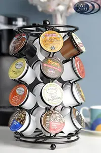 Производитель новый K-cup Емкость для хранения таблетированного кофе спиннинг Карусель Держатель 24CT/черный