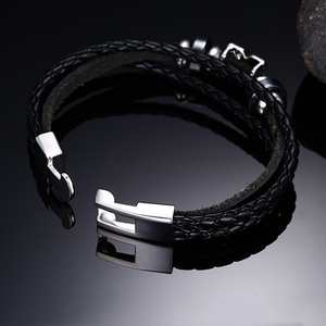 <span class=keywords><strong>Bracciale</strong></span> alla Moda con Simbolo X, <span class=keywords><strong>Intrecciato</strong></span> in Pelle Multistrato, Nero, Trendy per <span class=keywords><strong>Uomo</strong></span>, Ideale per Anniversari - Product Image 6