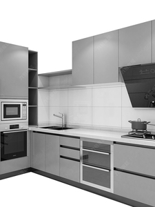 Modern Design Light <strong>Grey</strong> Matt Lacquer Kitchen <strong>Cabinet</strong> - Product Image 6