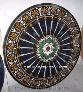 Plateau de table en mosaïque noire incrustée - Product Image 1