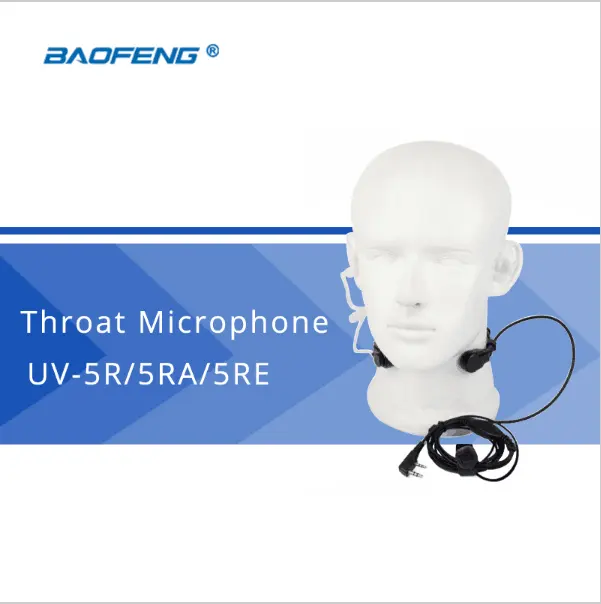 La vibración táctico garganta auricular del micrófono PTT para Walkie Talkie BAOFENG Radio portátil UV 5R BF-888S UV-5RA 2-Pin