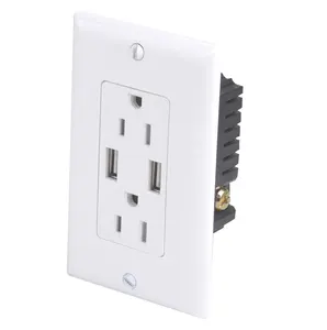 High Speed universal wall socket Dual USB Charger Outlet Receptacle USA electrical receptacle with TR 15A
