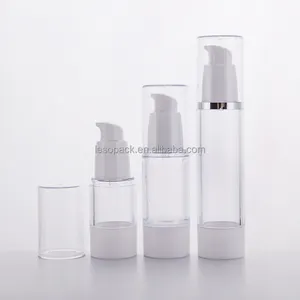 15ml 30ml 50ml Ring Cap Airless Pump Bottle Empty Cosmetic Containers Small Quantity Silver Screen Printing Plastic Bottles