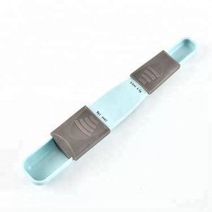 Cuchara medidora de plástico con balanza ajustable de doble extremo, cuchara para hornear, café, azúcar, sal en polvo