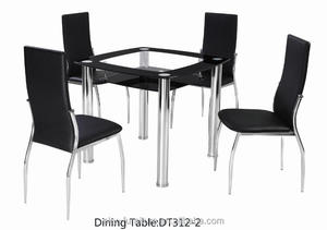 DC312-2 borde negro <span class=keywords><strong>pata</strong></span> de acero inoxidable mesa de comedor y silla - Product Image 1