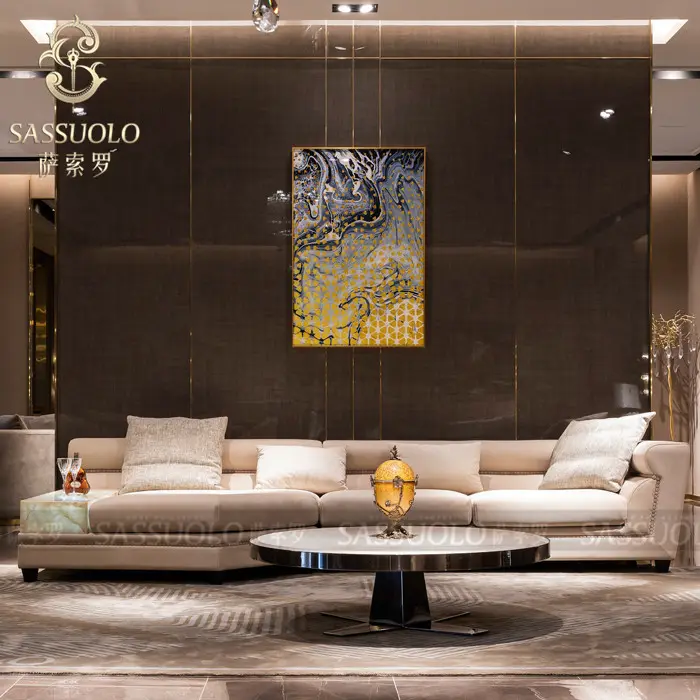 Sassuolo อิตาลีล่าสุดการออกแบบหรูหราโซฟาคลาสสิกสำหรับห้องนั่งเล่นผ้าที่ดีโซฟาตัด