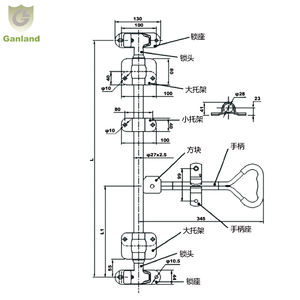 GL-11129 מסחרי רכב משאית ואן אחורי דלת מנעול עם ידית משולשת - Product Image 3