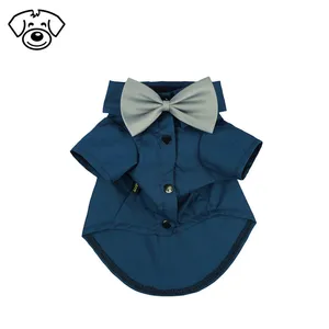 Pet wedding clothes formal black white shirts for cat dog with bow tie