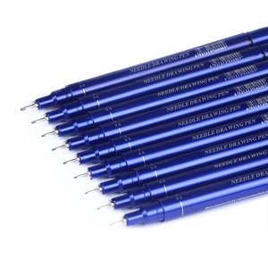 Kabul logo 10 adet güzel noktası mürekkep kalem ince hat kroki kalemler mavi detaylandırma için teknik kalem seti - Product Image 5