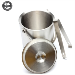 2L thép không gỉ chải đôi tường kim loại cách điện Xô đá - Product Image 4