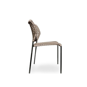 Chaise d'extérieur de Patio en corde d'aluminium tissée, meuble pour la salle à manger, chaise de jardin française, noir - Product Image 5