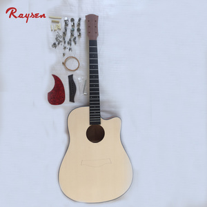 Boyasız Akustik Gitar DIY Kiti, Okoume Saplı ve Engelmann Ladin Üstlü - <span class=keywords><strong>6</strong></span> Telli Doğal Kaplama El Boyaması Gövde Blanku - Product Image 1