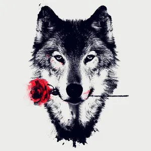 5d Diamond Painting Kit Wolf Holding A Rose Resin Craft Painting Diamond Embroidery Handicrafts Decoration Wall Art Drawing