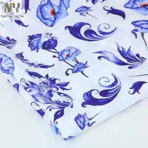Nanyee Têxtil Azul E Branco Da Porcelana Do Vintage Floral Tecido Pelo Estaleiro