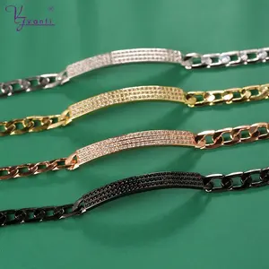 VANFI CZ Stone Couple Bracelets Color Gold Black Gun Rose Gold Platinum Jewelry Bracelet Men Women