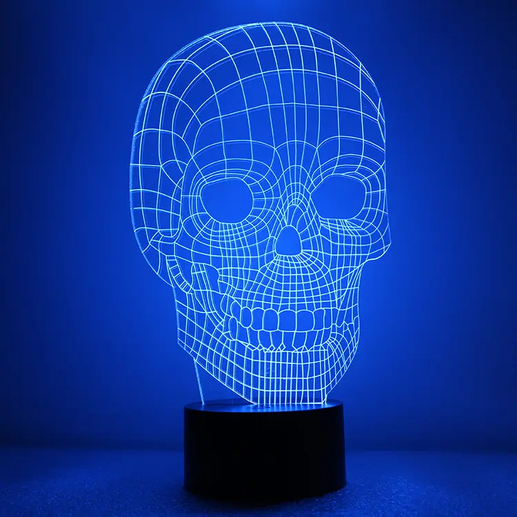 (Top Quality) Fashion Indoor Skull 3D Night Light Creative 3D Table LEDためLampとBedroom 7 Colors Changing