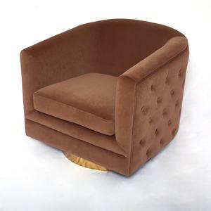 Canapé en forme de U, siège en baril, tissu velours, style moderne, Base en métal doré, luxe, canapé de salon - Product Image 3