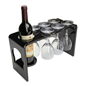 Estante acrílico negro para botellas de vino, soporte de plástico para copas de vino, soporte de exhibición de vino <span class=keywords><strong>Lucite</strong></span> para Bar - Product Image 1
