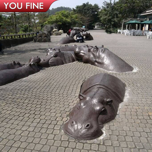 Statue d'hippopotame en bronze grandeur nature pour jardin, sculptures d'animaux en laiton pour l'extérieur - Product Image 2
