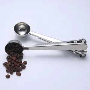 Stainless Steel Measuring Spoons Coffee Scoop Clip Stainless Steel Coffee Scoop Bag Clip