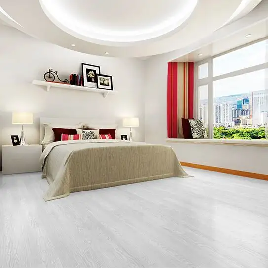 Residential White Color Wood Embossed Vinyl Floor Plank