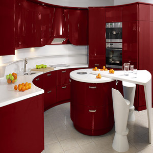 Red oak custom made modern kitchen designs unique luxury high gloss kitchen cabinets