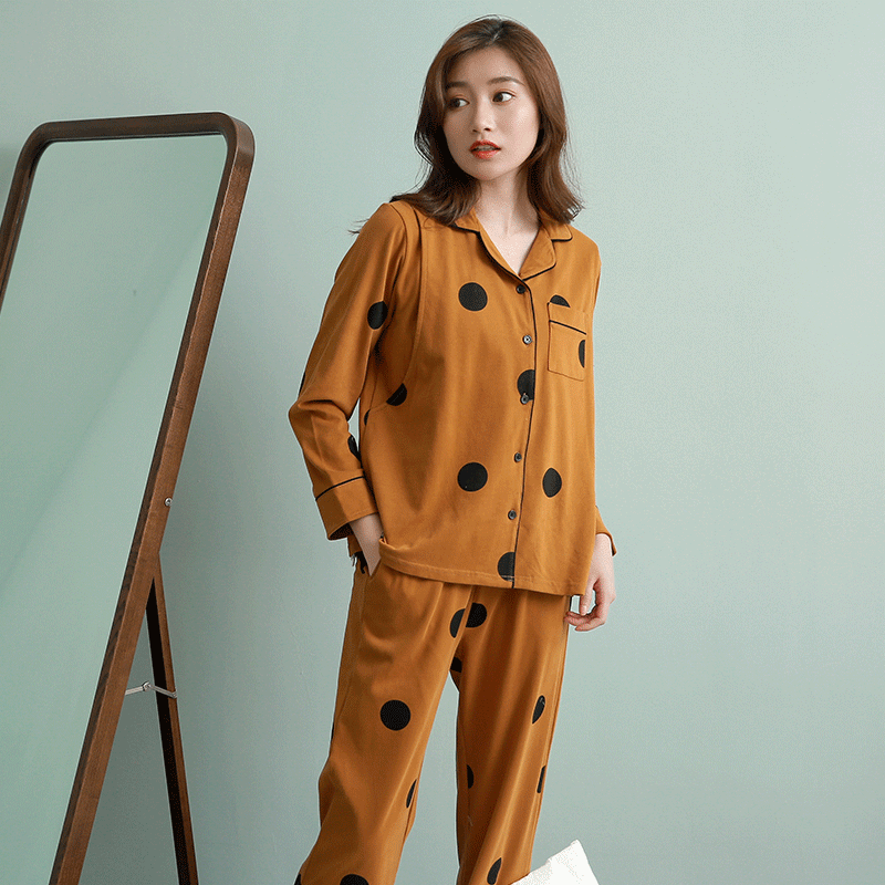 Сезон осень 2019, женские пижамы, женская одежда для сна с низким минимальным заказом, пижамы для грудного вскармливания в горошек