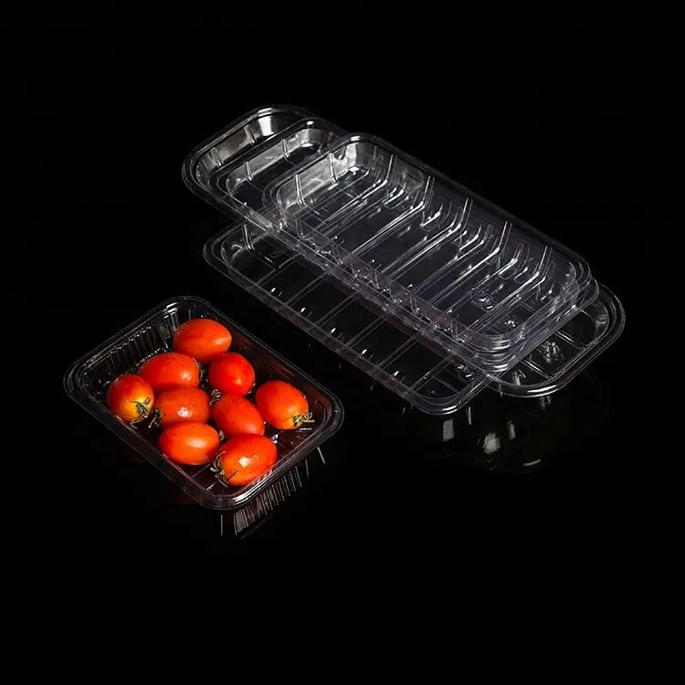 Plateau plastique Transparent jetable pour fruits et légumes, emballage de plateau pour animaux de compagnie, prix d'usine, pièces