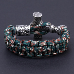 All'ingrosso stile classico Odin <span class=keywords><strong>Thor</strong></span> martello Mjolnir vyking bracciale fatto a mano in lega di zinco Valknut Vegvisir Rune Bead - Product Image 3