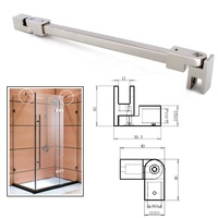 Thanh Đỡ Cửa Kính Tắm 15Mm Đường Kính Ống Vuông Bằng Thép Không Gỉ Phần Cứng Cửa Phòng Tắm Có Thể Điều Chỉnh