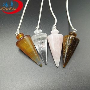 HZ 크리스탈 보석 천연 보석 크리스탈 범용 실버 다우징 진자 - Product Image 6