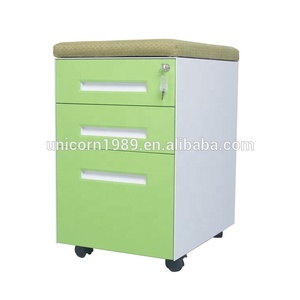Gabinete de archivo moderno de acero Precio barato de fábrica Base de 5 rodillos Oficina Soporte vertical Escritorio Móvil Cerradura de llave de 3 cajones - Product Image 5