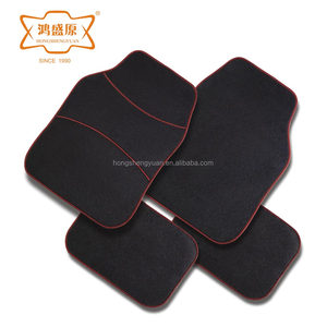 Universal Fit Sports Design 4-Piece Non-Skid Carpet <strong>Car</strong> <strong>Mats</strong> with <strong>Red</strong> Lines for Protective Use - Product Image 1