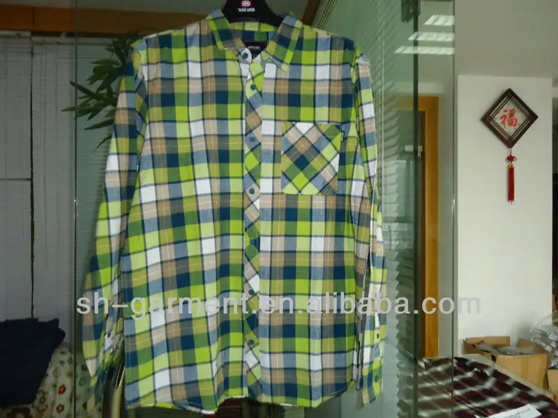 Degli uomini luce verde/blu multi colore verificare camicia di flanella