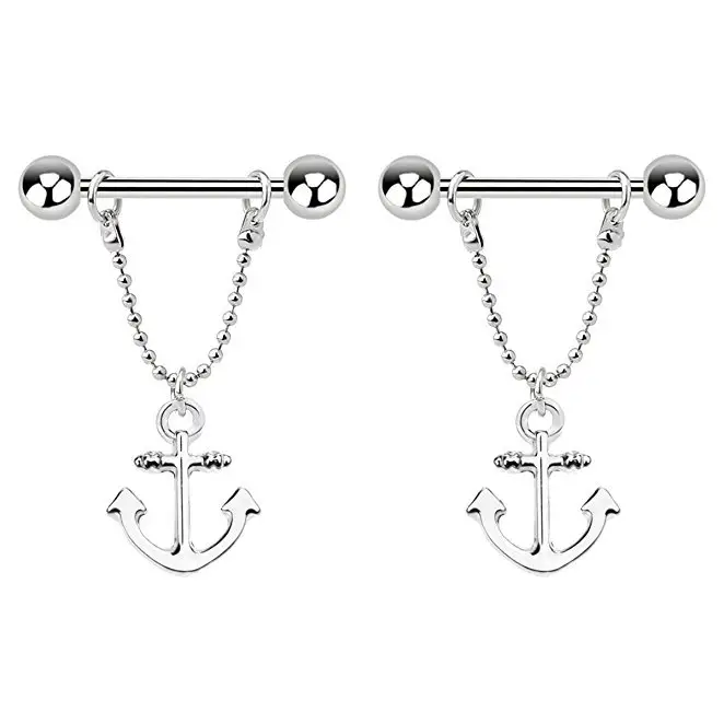 VRIUA Silver Anchor Female Nipple Piercing Chest Piercings Surgical Steel 316L Enticing Classic Piercing Jewelry