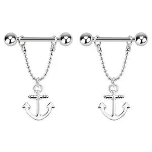 VRIUA Silver Anchor Female Nipple Piercing Chest Piercings Surgical Steel 316L Enticing Classic Piercing Jewelry