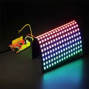 WS2812B 8X32 Layar Matriks Panel Piksel LED RGB 5050SMD Matriks Fleksibel Digital Beralamat Terpisah