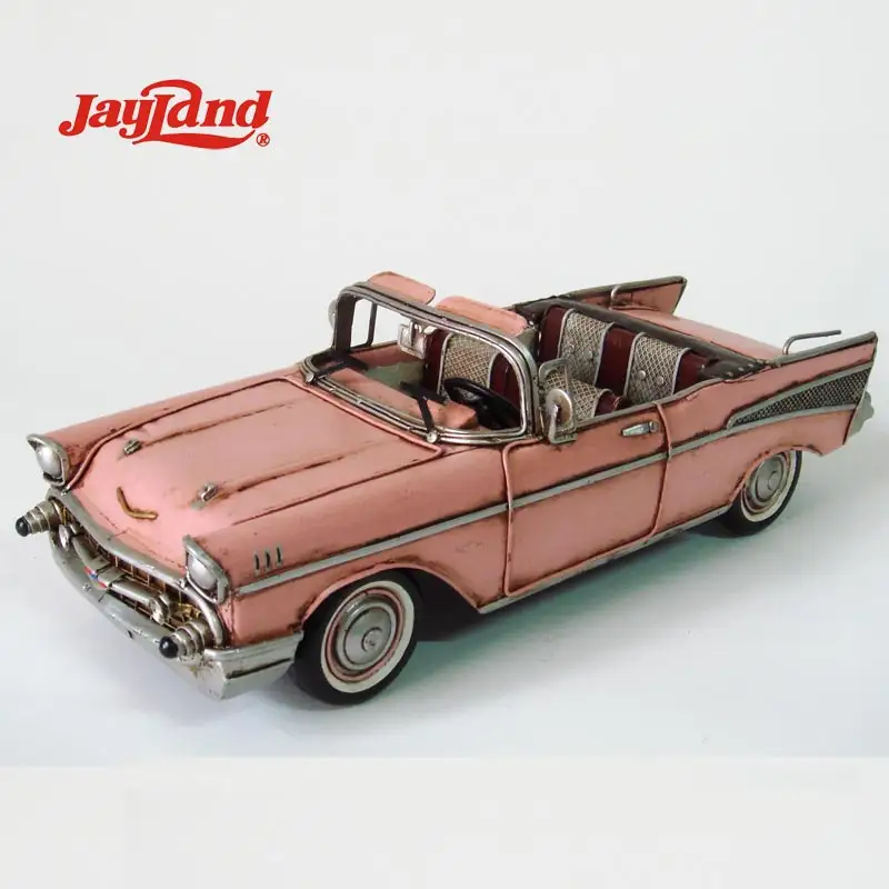 ANTIQUE CONVERTIBLE CAR MODEL METAL 1957 PINK