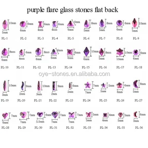 Factory direct sales K9 crystal glass stone foil backed,shaped fancy crystal stone purple flare