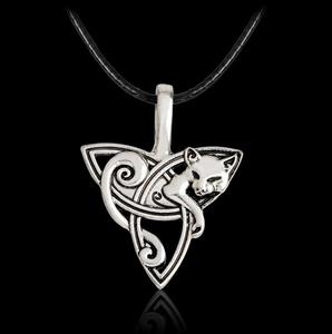 Grand bijou Viking de type renard, triqueta, animaux dessinés, loup, collier amulette, pendentif à nœud irisé, pour hommes - Product Image 1