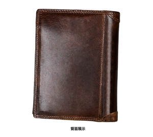 Portafoglio da uomo in vera pelle di vacchetta con grana superiore 2025 vintage borsa maschile con blocco RFID - Product Image 6