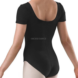 Wholesale High Quality Shiny Nylon Spandex Women <strong>Girls</strong> Short Sleeve <strong>Black</strong> Dance <strong>Leotard</strong> - Product Image 2