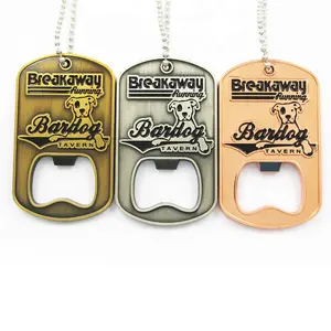 Bán Buôn Tùy Chỉnh Trống Logo Kim Loại Antique Khắc Màu Hồng Dog Tag Shape Bottle Opener