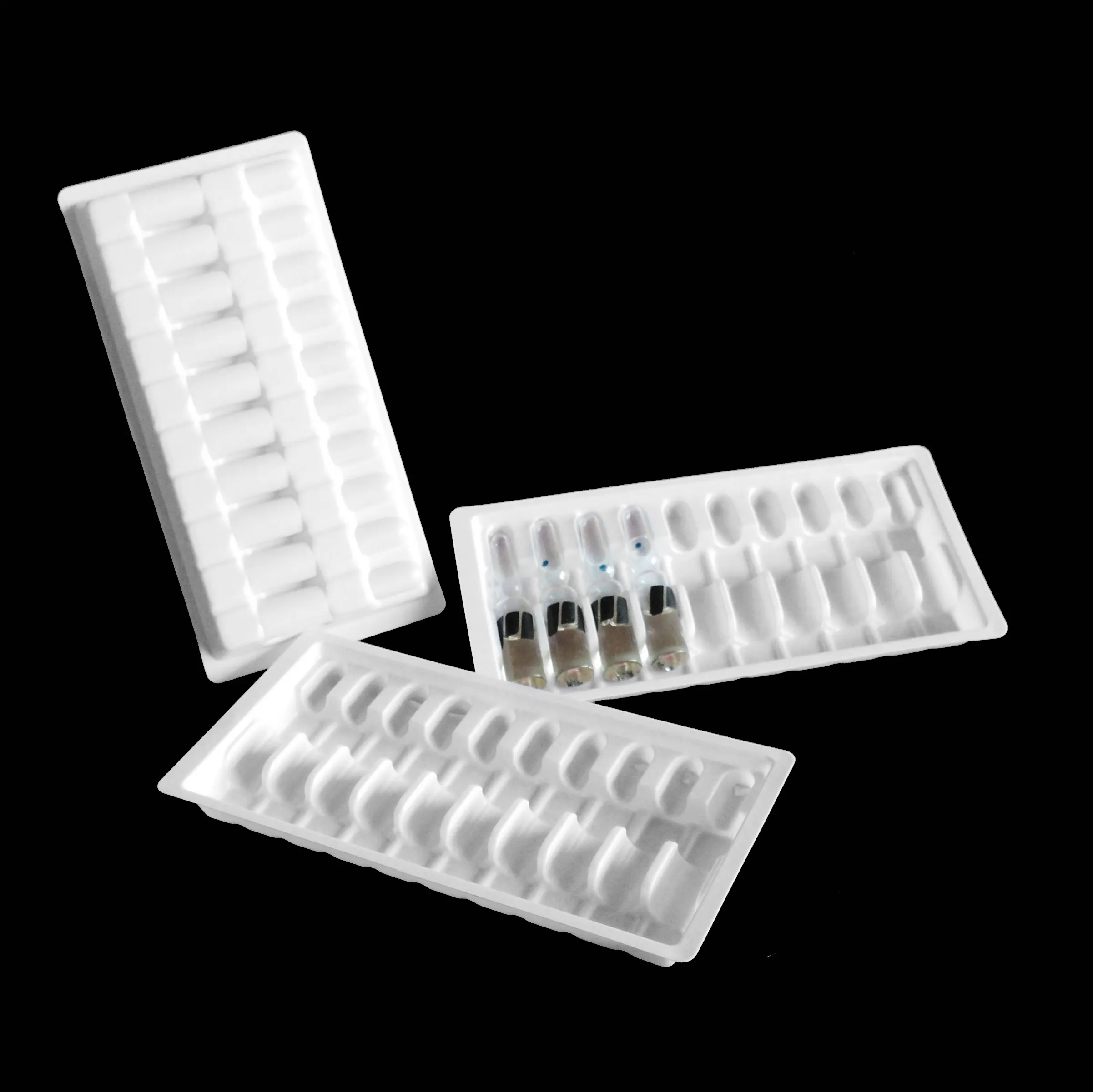 Custom Vacuum Formed Plastic Ampoule Tray Medicine Bottle Blister Packaging 10ml plastic vial tray