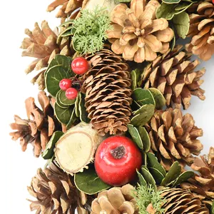 Wreath Decor GY BSCI New Design Handmade Crafts Natural Pinecone Xmas Christmas Decorative Wreath