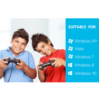Manette de jeu filaire USB Data Frog noire avec vibration pour PC portable, manette de jeu pour jeux