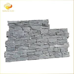 Slate Natuursteen Cultuur Steen Gevelbekleding Fineer Richel Panel Gestapeld Terug Met <span class=keywords><strong>Cement</strong></span>