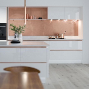 Sơn Mài Đương Đại Cong Định Hình Sẵn Sàng Để Lắp Ráp Tủ Bếp Hiện Đại Sản Xuất Tại Trung Quốc Bếp Tủ Với Đảo - Product Image 2