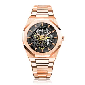 High Quality Stainless Steel Fashion Mechanical Automatic Wristwatch Private Label Skeleton Watch